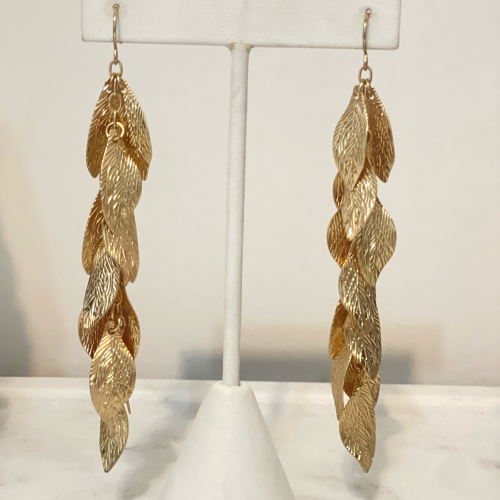 NEW| Free People, Gold Layered Falling Leaves Earrings